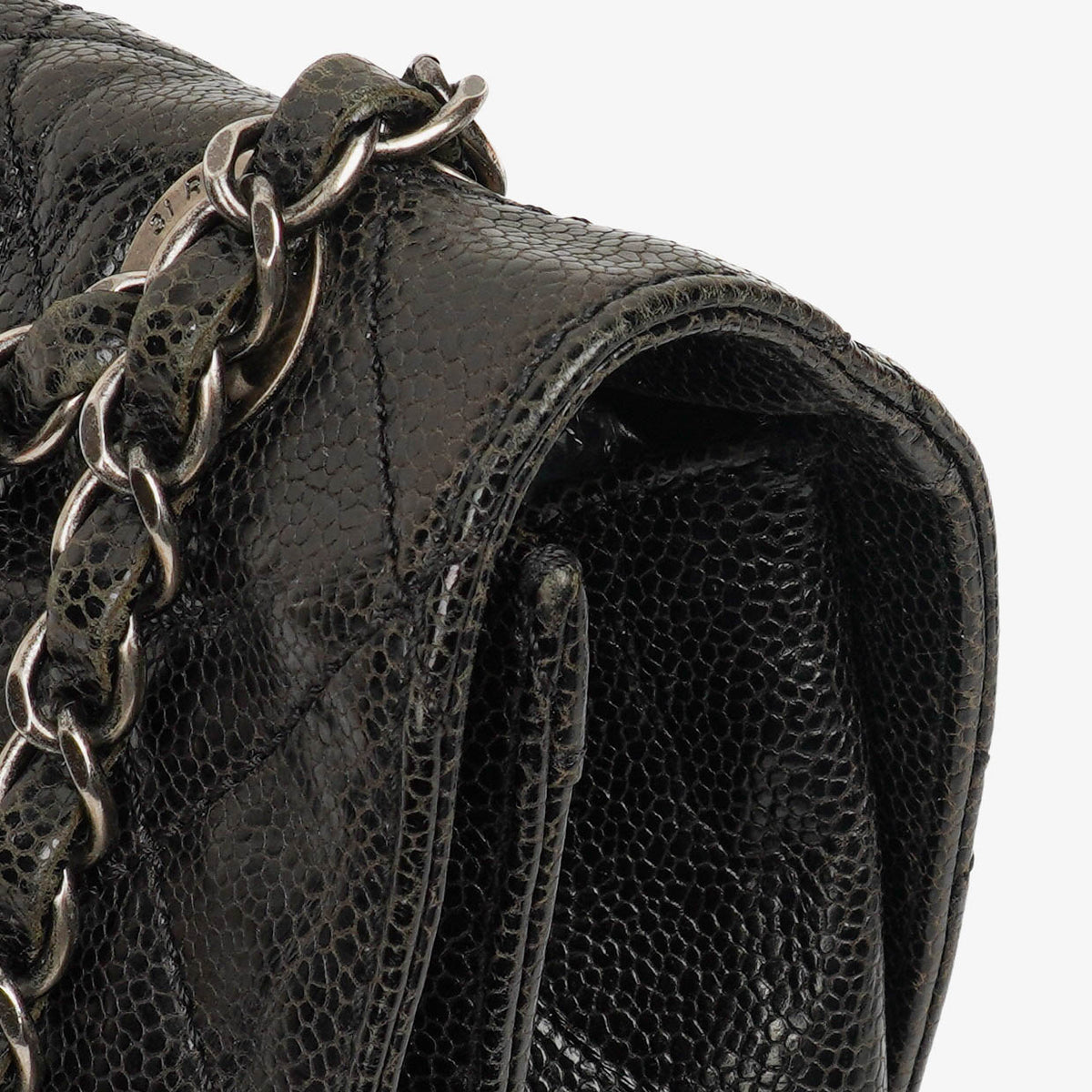 Chanel Black Quilted Crumpled Grained Calfskin Jumbo CC Crave Flap Bag