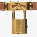 Hermes Kelly Brown Courchevel Leather Gold Plated Watch