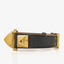 Hermes Medor Black Courchevel Leather Gold Plated Watch With Pyramid Stud Case