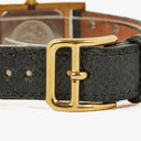 Hermes Medor Black Courchevel Leather Gold Plated Watch With Pyramid Stud Case