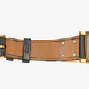 Hermes Medor Black Courchevel Leather Gold Plated Watch With Pyramid Stud Case