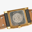 Hermes Medor Black Courchevel Leather Gold Plated Watch With Pyramid Stud Case