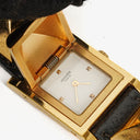 Hermes Medor Black Courchevel Leather Gold Plated Watch With Pyramid Stud Case