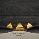 Hermes Medor Black Courchevel Leather Gold Plated Watch With Pyramid Stud Case