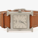 Hermes Heure H 25mm Stainless Steel and Brown Leather Quartz Watch