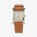 Hermes Heure H 25mm Stainless Steel and Brown Leather Quartz Watch