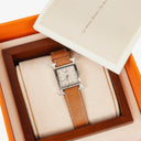 Hermes Heure H 25mm Stainless Steel and Brown Leather Quartz Watch