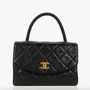 Chanel Classic Kelly Vintage Black Quilted Lambskin With 24K Gold-Plated Hardware