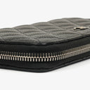 Chanel Black Caviar Quilted Large Gusset Zip Around Wallet