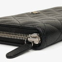 Chanel Black Caviar Quilted Large Gusset Zip Around Wallet