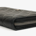 Chanel Black Caviar Quilted Large Gusset Zip Around Wallet