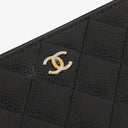 Chanel Black Caviar Quilted Large Gusset Zip Around Wallet