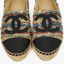 Chanel Tweed Grosgrain CC Espadrilles 36 Multicolor Black