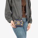 Chanel Marineblau gesteppter Lammleder mit Nieten Boy Brick Flap Tasche