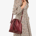 Cartier Must De Cartier Burgundy Leather Bucket Bag