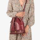 Cartier Must De Cartier Burgundy Leather Bucket Bag