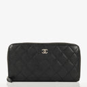 Chanel Large Gusset Zip Around Black Caviar Quilted Wallet