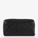 Chanel Large Gusset Zip Around Black Caviar Quilted Wallet