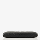 Chanel Large Gusset Zip Around Black Caviar Quilted Wallet