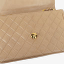 Chanel Jumbo CC Classic Single Flap Maxi Logo Bag Beige Quilted Lambskin 24K Gold-Plated Hardware