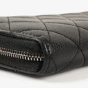 Chanel Large Gusset Zip Around Black Caviar Quilted Wallet