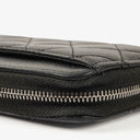 Chanel Large Gusset Zip Around Black Caviar Quilted Wallet