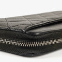 Chanel Large Gusset Zip Around Black Caviar Quilted Wallet