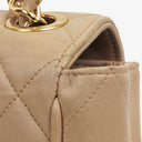 Chanel Jumbo CC Classic Single Flap Maxi Logo Bag Beige Quilted Lambskin 24K Gold-Plated Hardware