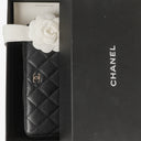 Chanel Large Gusset Zip Around Black Caviar Quilted Wallet