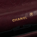 Chanel Vintage Medium Timeless Classic Double Flap Bag Burgundy Quilted Lambskin 24K Gold-Plated Hardware And Mademoiselle Chain