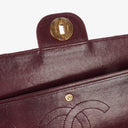 Chanel Vintage Medium Timeless Classic Double Flap Bag Burgundy Quilted Lambskin 24K Gold-Plated Hardware And Mademoiselle Chain