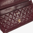 Chanel Vintage Medium Timeless Classic Double Flap Bag Burgundy Quilted Lambskin 24K Gold-Plated Hardware And Mademoiselle Chain