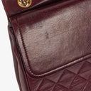 Chanel Vintage Medium Timeless Classic Double Flap Bag Burgundy Quilted Lambskin 24K Gold-Plated Hardware And Mademoiselle Chain