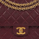 Chanel Vintage Medium Timeless Classic Double Flap Bag Burgundy Quilted Lambskin 24K Gold-Plated Hardware And Mademoiselle Chain