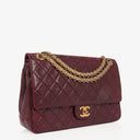 Chanel Vintage Medium Timeless Classic Double Flap Bag Burgundy Quilted Lambskin 24K Gold-Plated Hardware And Mademoiselle Chain