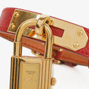 Hermes Kelly Rouge Courchevel Leather Gold Plated Watch