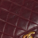 Chanel Vintage Medium Timeless Classic Double Flap Bag Burgundy Quilted Lambskin 24K Gold-Plated Hardware And Mademoiselle Chain