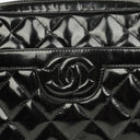 Chanel CC Black Quilted Patent Leather Camera Tassel Bag