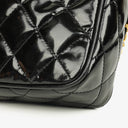 Chanel CC Black Quilted Patent Leather Camera Tassel Bag