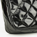 Chanel CC Black Quilted Patent Leather Camera Tassel Bag
