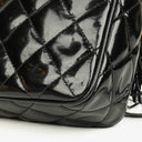 Chanel CC Black Quilted Patent Leather Camera Tassel Bag