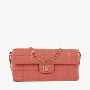 Chanel East West Chocolate Bar Flap Bag Quilted Leather and Gold-Tone Hardware