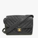 Chanel Medium Flap Bag Black Chevron Lambskin 24K Gold-Plated Hardware