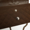 Chanel Vintage Medium Classic Double Flap Bag Brown Jersey Silver-Plated Hardware