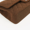 Chanel Vintage Medium Classic Double Flap Bag Brown Jersey Silver-Plated Hardware