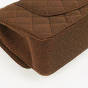 Chanel Vintage Medium Classic Double Flap Bag Brown Jersey Silver-Plated Hardware