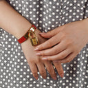 Hermes Kelly Rouge Courchevel Leather Gold Plated Watch