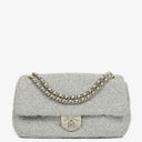 Chanel Silver Quilted Knit Pluto Glitter Medium Flap Bag