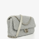 Chanel Silver Quilted Knit Pluto Glitter Medium Flap Bag