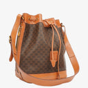 Celine Vintage Macadam Triomphe Brown Drawstring Bucket Bag